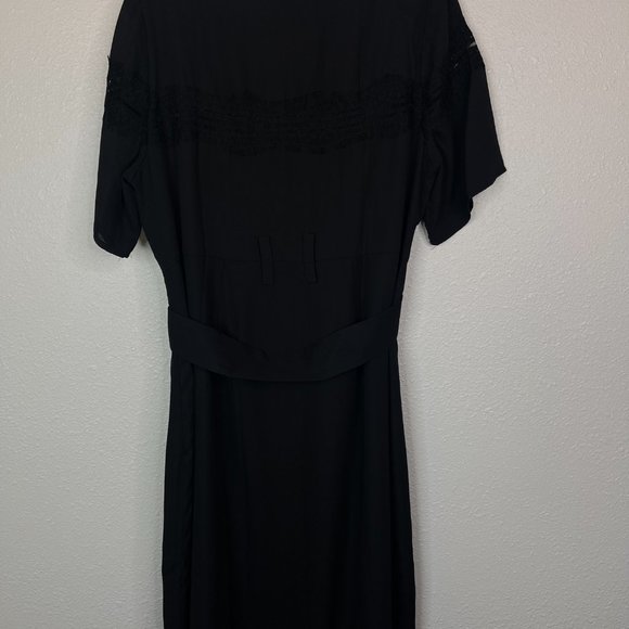 Fashion Union midi button down shirt dress with lace panel and belt - Picture 7 of 7
